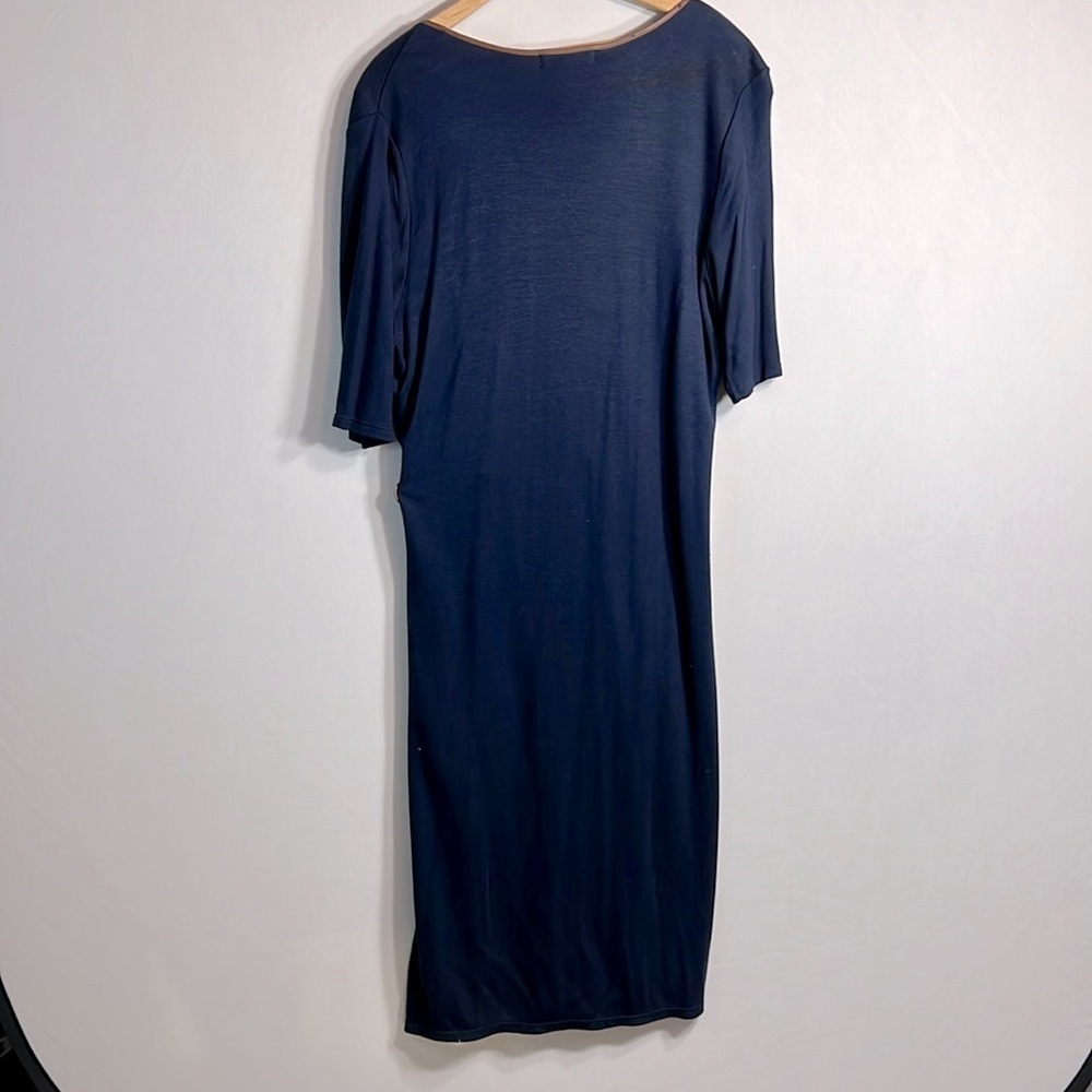 Lauren Ralph Lauren Elbow Sleeve Faux Wrap Navy Dress size XL - Picture 7 of 11